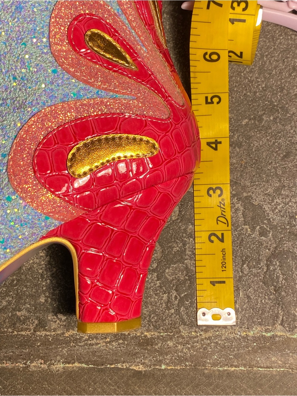 Irregular Choice sparkly Can-Can boots,hot pink patent,sky blue glitter,ribbon - Picture 16 of 16